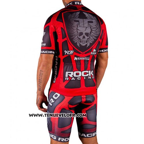2016 Maillot Ciclismo Rock Racing Rouge et Marron Manches Courtes et Cuissard
